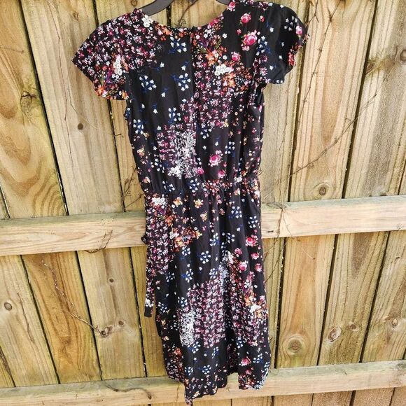 Art Class Walk Through Romper Black Floral Shorts Romper with Train Girls XL - Picture 7 of 7